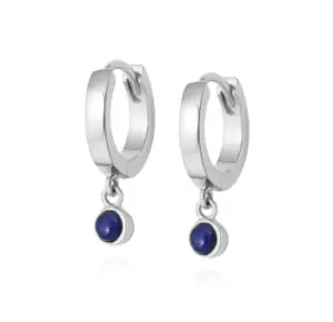 Daisy London 925 Sterling Silver Lapis Healing Huggie Hoops Sterling Silver