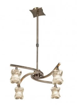 Telescopic Ceiling Pendant Semi Flush Convertible 4 Light G9, Antique Brass