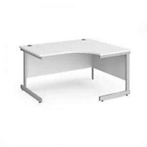 Dams International Right Hand Ergonomic Desk with White MFC Top and Silver Frame Cantilever Legs Contract 25 1400 x 1200 x 725 mm