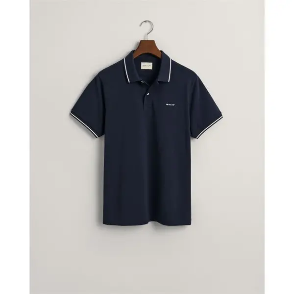 Gant Tipped Piqu Polo Shirt - Blue S