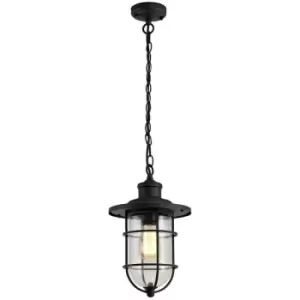 Luminosa Lighting - Ceiling Pendant, 1 x E27, Black, Gold With Seeded Clear Glass, IP54