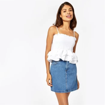 Jack Wills Ethel Smocked Peplum Cami Top - White