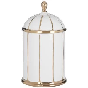 Premier Housewares Coletta Medium Ceramic Jar - White/Gold Finish