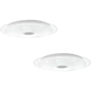 2 PACK Wall Flush Ceiling Light White Shade White Chrome Crystal Effect LED 36W