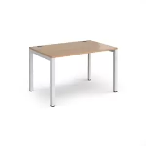 Bench Desk Single Person Starter Rectangular Desk 1200mm Beech Tops With White Frames 1600mm Depth Connex