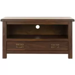 Denver - tv Stand 1 Drawer Dark Brown Pine Media Shelf Unit Living Room Home Furniture