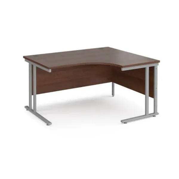 Office Desk Right Hand Corner Desk 1400mm Walnut Top With Silver Frame 1200mm Depth Maestro 25 MC14ERSW