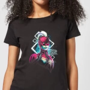 Captain Marvel Neon Warrior Womens T-Shirt - Black - S