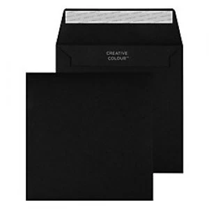 Creative Dark Coloured Envelopes Peel & Seal 155 x 155mm Plain 120 gsm Jet Black Pack of 500