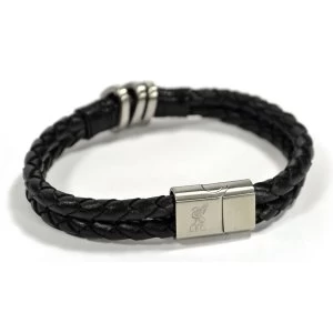 Liverpool Leather Double Plait Stainless Steel Boxed Bracelet