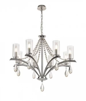 Ceiling Pendant 8 Light E14 Polished Chrome, Crystal With Clear Glass