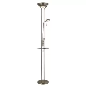 LED Mother And Child Floor Lamp, USB And Wireless Charging, Satin Nickel 3000K