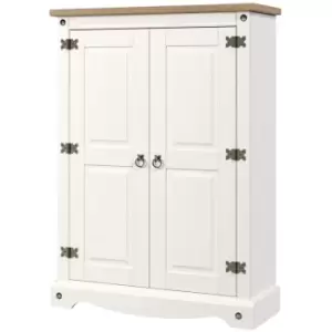 Corona White - Storage Cupboard 2 Door Pine Living Room Home Furniture White Painted Finish