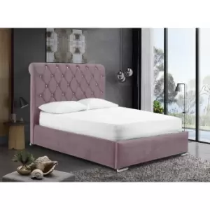 Meripa Bed Single Plush Velvet Pink