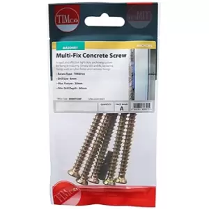 TIMco Multi-Fix Concrete Screws - Mixed Pack - TX - Flat Countersunk - Yellow - 302 Pack