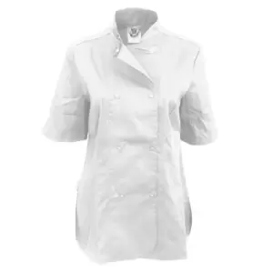 Dennys Womens/Ladies Short Sleeve Fitted Chef Jacket (2XL) (White)