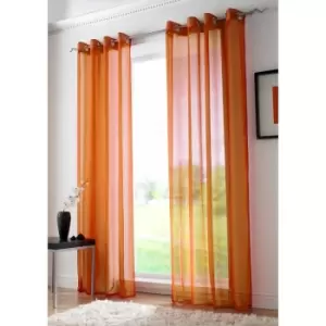 Orange Eyelet Ring Top Voile Curtain Panel 59x54 - Multicoloured