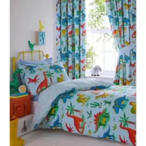 Portfolio Home Kids Club Dinosaurs Duvet Cover And Pillow Case Blue Bed Set - Single