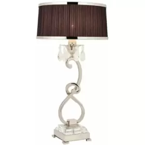 Esher Luxury Table Lamp Nickel Crystal Black Round Shade Traditional Bulb Holder