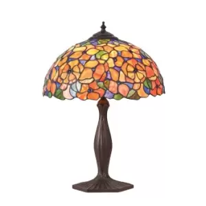 Josette 1 Light Medium Table Lamp Dark Bronze, Tiffany Glass, E27