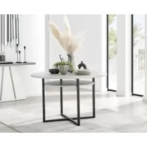 Furniturebox Adley Matte Grey Concrete and Black Metal Leg Round Storage Dining Table