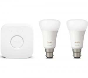 PHILIPS Hue White and Colour Ambiance Mini Smart Bulb Starter Kit - B22, White