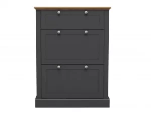 LPD Devon Charcoal 3 Door Shoe Cabinet Flat Packed