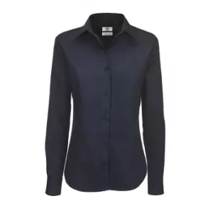 B&C Womens/Ladies Sharp Twill Long Sleeve Shirt (M) (Navy Blue)
