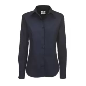 B&C Womens/Ladies Sharp Twill Long Sleeve Shirt (XS) (Navy Blue)