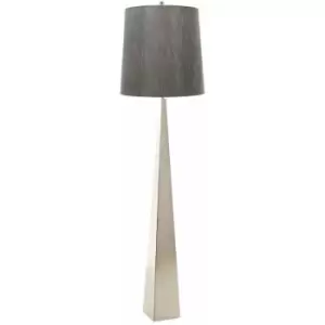 Loops - Floor Lamp Steel Tapered Column Dark Grey Shade Polished Nickel LED E27 100W