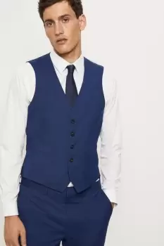 Slim Fit Blue Slub Suit Waistcoat