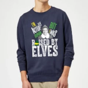 Elf Raised By Elves Christmas Sweatshirt - Navy - M