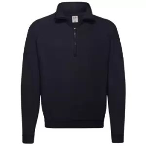 Fruit Of The Loom Mens Zip Neck Sweatshirt Top (M) (Deep Navy)