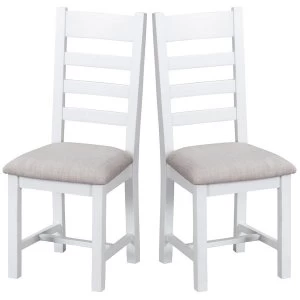 Robert Dyas Madera Ready Assembled Pair of Ladder Back Wooden Chairs with Padded Seats