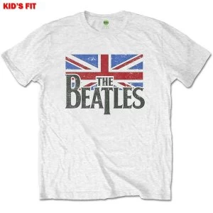 The Beatles - Logo & Vintage Flag Kids 9 - 10 Years T-Shirt - White