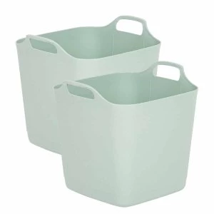 Wham Green 25L Flexi-Store Square Tub Set of 2 Plastic