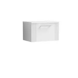 Nuie Deco 600mm Wall Hung Single Drawer Vanity & Sparkling White Laminate Top - Satin White