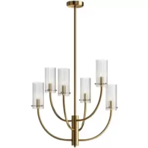 Maytoni Arco Neoclassic Multi Arm Pendant Ceiling Light Brass, Glass Shade