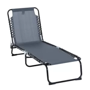 Outsunny Folding Sun Lounger, 3 Positions-Grey