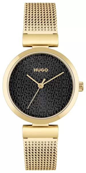 HUGO Ladies Sweet Light Yellow Gold Mesh Strap Watch