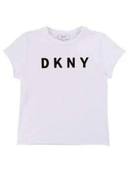 DKNY Girls Short Sleeve Logo T-Shirt - White, Size Age: 10 Years, Women