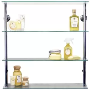 Techstyle Wall Mounted Wide Glass 195 Cd / 140 DVD Storage Shelves Clear / Silver