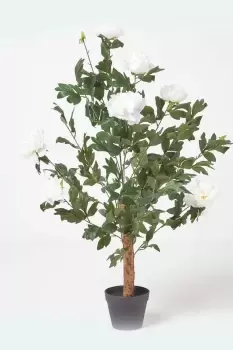 Artificial Peony Tree in Black Pot, 100cm Tall