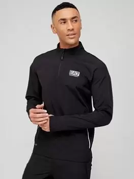 EA7 Emporio Armani Ventus Quarter Zip Training Top - Black, Size 2XL, Men