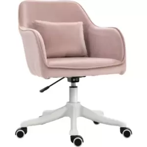 Office Chair with Rechargeable Vibration Massage Lumbar Pillow, Wheels - Pink - Vinsetto