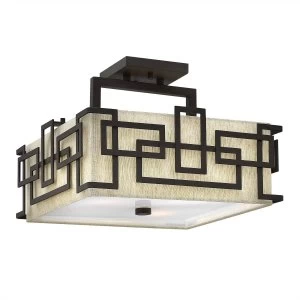 3 Light Semi Flush Ceiling Light Oil Rubbed Bronze, E27