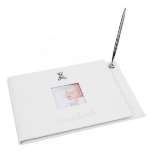 CELEBRATIONS? Baby White Leatherette Guest Book & Pen Set