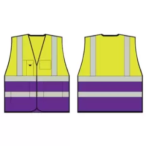 B-Seen TWO TONE EXECUTIVE WAISTCOAT SAT YELLOW/PURPLE LGE