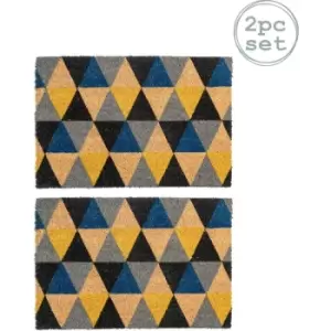 Nicola Spring - Coir Door Mats - 60 x 40cm - Geometric - Pack of 2