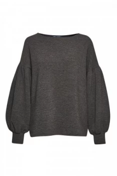 French Connection Ellen Textured Balloon Sleeve Sweater Grey